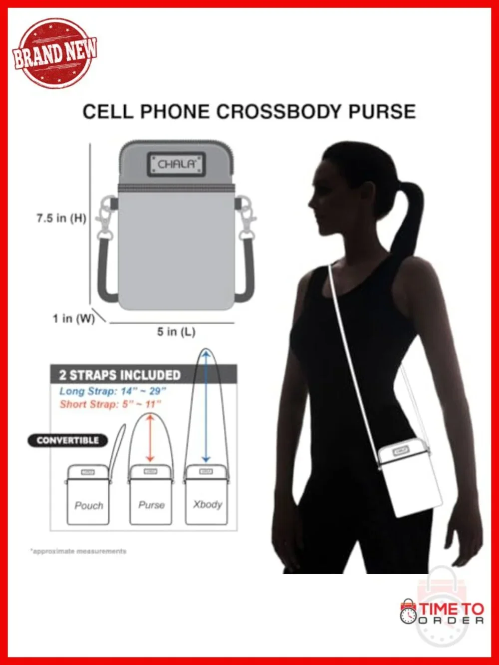 PU Leather Canvas Crossbody Cell Phone Purse with Adjustable Strap
